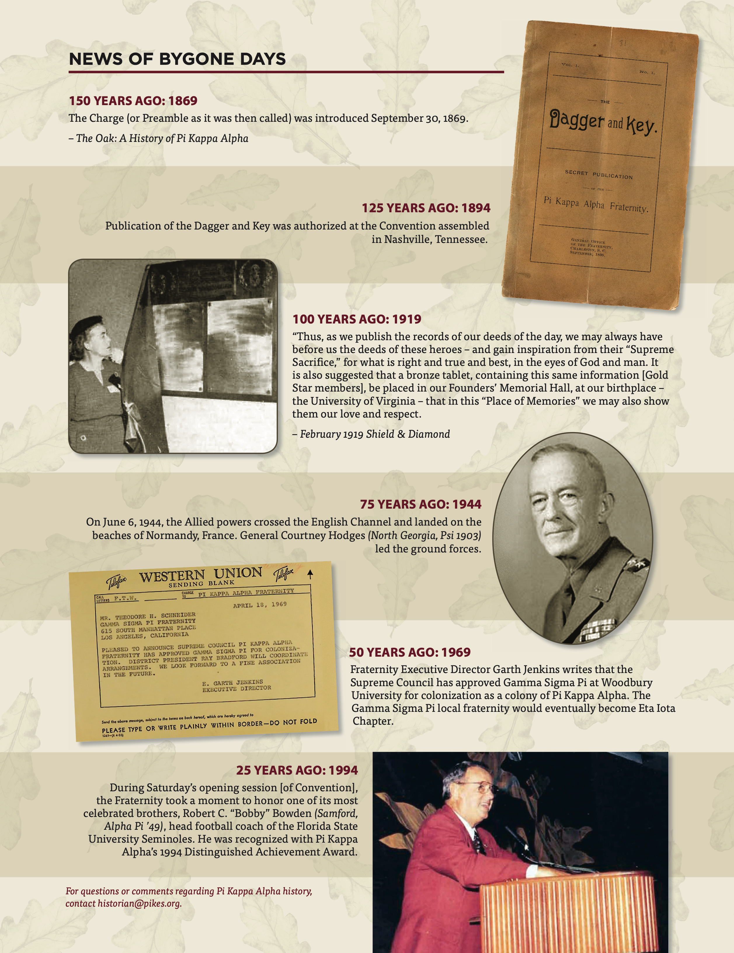 News of Bygone Days, Summer 2019